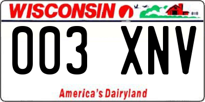 WI license plate 003XNV