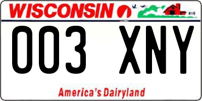 WI license plate 003XNY