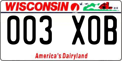 WI license plate 003XOB
