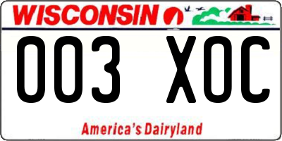 WI license plate 003XOC