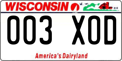 WI license plate 003XOD