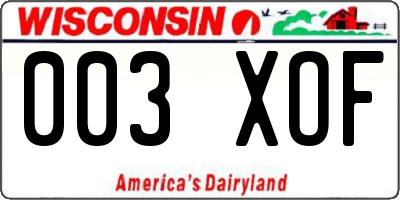WI license plate 003XOF