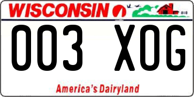 WI license plate 003XOG