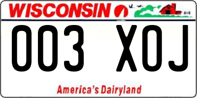 WI license plate 003XOJ