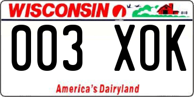 WI license plate 003XOK
