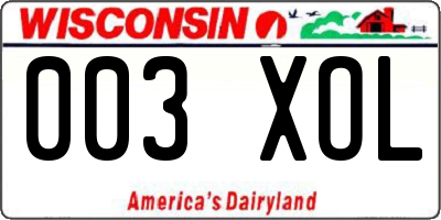 WI license plate 003XOL