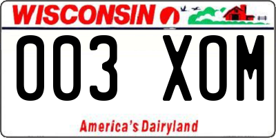 WI license plate 003XOM