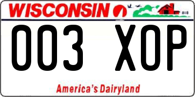 WI license plate 003XOP