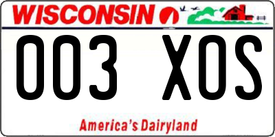WI license plate 003XOS