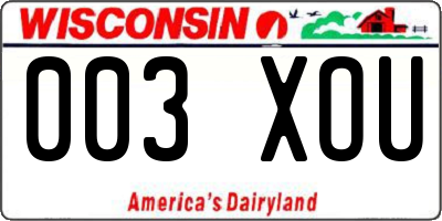 WI license plate 003XOU