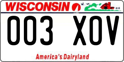 WI license plate 003XOV