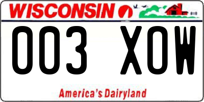 WI license plate 003XOW