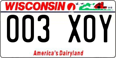 WI license plate 003XOY