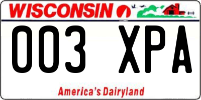 WI license plate 003XPA