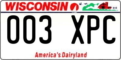 WI license plate 003XPC