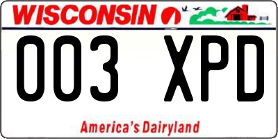 WI license plate 003XPD