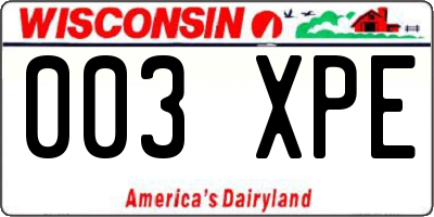 WI license plate 003XPE