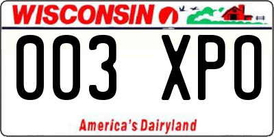 WI license plate 003XPO