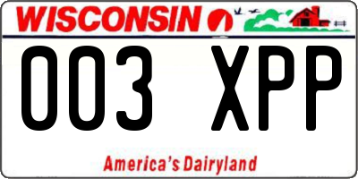 WI license plate 003XPP