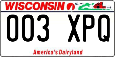 WI license plate 003XPQ
