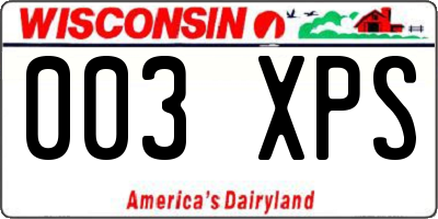 WI license plate 003XPS