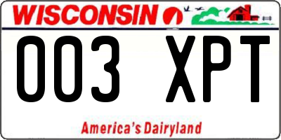 WI license plate 003XPT