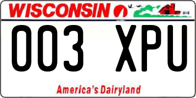 WI license plate 003XPU