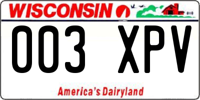 WI license plate 003XPV