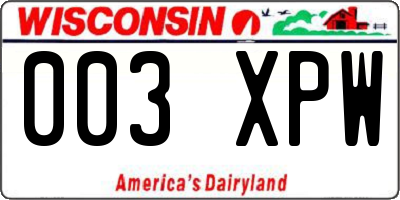 WI license plate 003XPW