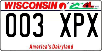 WI license plate 003XPX
