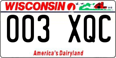 WI license plate 003XQC