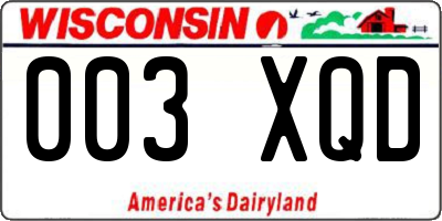 WI license plate 003XQD