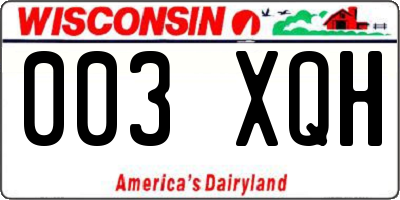 WI license plate 003XQH