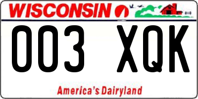 WI license plate 003XQK