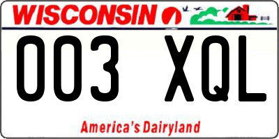 WI license plate 003XQL