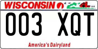 WI license plate 003XQT