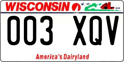 WI license plate 003XQV