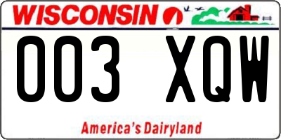 WI license plate 003XQW