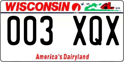 WI license plate 003XQX