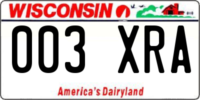 WI license plate 003XRA