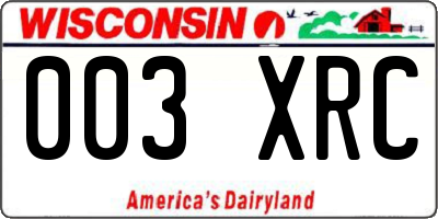 WI license plate 003XRC