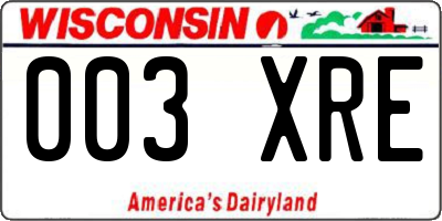 WI license plate 003XRE