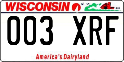 WI license plate 003XRF