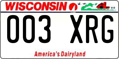 WI license plate 003XRG