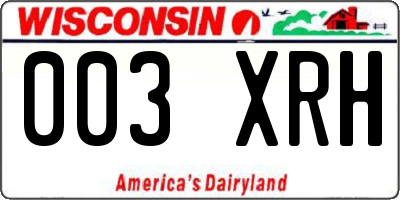 WI license plate 003XRH