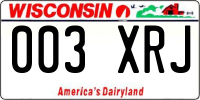 WI license plate 003XRJ