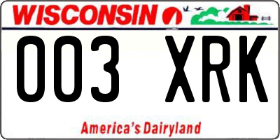 WI license plate 003XRK
