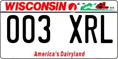 WI license plate 003XRL