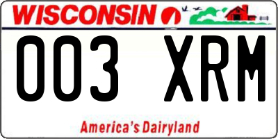 WI license plate 003XRM