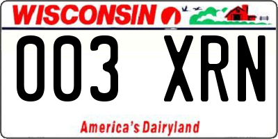 WI license plate 003XRN